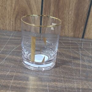 Elegant Gold Rimmed Glass Tumbler With Letter " E " in Gold